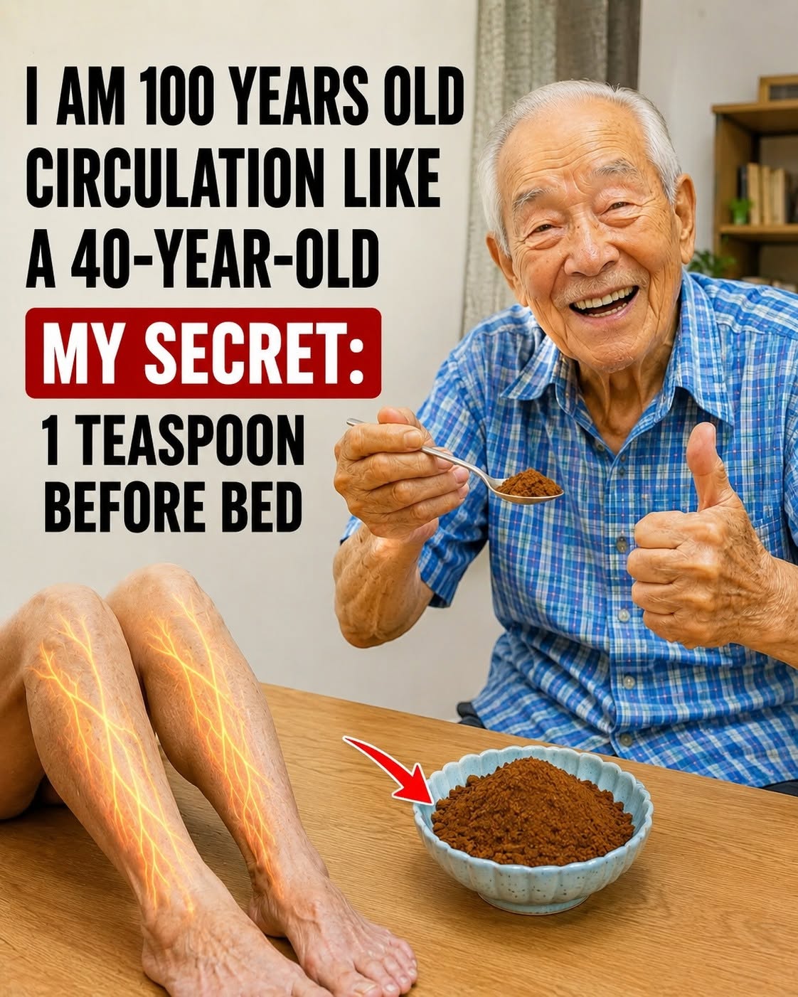 SENIORS: Eat this before bed to increase blood flow and improve circulation in legs and feet in just 24 hours. 👇