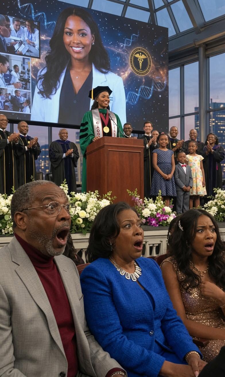 My father refused to let me attend my own medical school graduation because my stepmother wanted my VIP ticket for her daughter. He laughed in my face, called me insignificant, and shoved me out into the pouring rain while they walked inside to celebrate what they thought was someone else’s achievement.  What they didn’t know was that I wasn’t just another graduate.  I was the valedictorian.  The keynote speaker.  And the recipient of the university’s most prestigious research award.  The moment the Dean stepped onto the stage and announced the guest of honor, my family’s smiles disappeared instantly.  The night before graduation, I came home after a demanding shift at the hospital.  My body ached from exhaustion.  All I wanted was a shower and a few hours of sleep.  Instead, my stepmother’s voice greeted me the second I walked through the door.  “Clara, those dishes aren’t going to clean themselves. Haley has a photoshoot tomorrow, and I don’t want this place looking messy.”  My father sat on the couch scrolling through his tablet.  He didn’t even glance in my direction.  Taking a deep breath, I pulled a gold-embossed envelope from my bag.  “Dad,” I said quietly. “Graduation is on Friday. I only received one VIP ticket, and I was hoping you could come.”  Before I could finish speaking, he grabbed the invitation from my hand.  For a moment, I thought he might actually read it.  Instead, he immediately handed it to my stepsister.  “There you go, Haley.”  I stared in disbelief.  “Dad?”  He rolled his eyes.  “Don’t be selfish, Clara. You’re just a nurse’s assistant. Nobody’s going to notice you. Haley can actually use this opportunity to meet influential people.”  Haley grinned as she examined the ticket.  “VIP access? This is amazing!”  I stood there speechless.  For four years, I had hidden the truth.  The long nights.  The scholarships.  The research projects.  The honors.  None of them ever bothered asking what I was actually doing at medical school.  And eventually, I stopped telling them.  Graduation morning arrived under dark storm clouds.  Rain hammered the campus as students hurried toward the ceremony hall.  I stood near the entrance, soaked and shivering.  Then a luxury taxi pulled up to the VIP entrance.  Out stepped my family.  Haley immediately flashed the gold invitation.  “This is going to look incredible on social media,” she said excitedly.  I took a step toward the doors, intending to enter with the graduating class.  But suddenly my father grabbed my arm.  Firmly.  “What do you think you’re doing?” he snapped.  I winced.  “I’m going inside.”  “No, you’re not.”  He looked me up and down with obvious contempt.  “Look at yourself. You’re soaked. You’ll ruin Haley’s pictures.”  My stepmother nodded.  “Honestly, Clara, stop trying to make everything about you.”  “I’m graduating today,” I replied quietly.  Neither of them listened.  My father shoved me backward toward the rain-covered steps.  “You’re embarrassing us.”  Then they turned around and disappeared through the massive bronze doors without another word.  Leaving me standing alone in the storm.  For years, they treated me like an afterthought.  A disappointment.  A burden.  Someone who would never amount to much.  I wiped the rain from my face and considered leaving.  Then suddenly the rain stopped falling on me.  Confused, I looked up.  A large black umbrella hovered overhead.  Standing beside me was Dean Jonathan Bradley, head of the university’s medical board.  Dressed in full academic regalia, he looked completely stunned.  “Dr. Hensley?” he exclaimed.  I blinked.  The Dean looked genuinely alarmed.  “Why are you standing outside?”  Before I could answer, he continued.  “The Board of Trustees has been searching everywhere for you. The ceremony starts in minutes, and you’re scheduled to deliver the valedictorian address.”  My heart skipped.  The Dean wasn’t finished.  “The donors, faculty, and research committee are all waiting. We still need to present your scholarship award before the speech.”  For the first time all morning, I smiled.  Because inside that auditorium, my father and stepmother were proudly sitting in VIP seats they had stolen from me.  (I know you’re all very curious about the next part, please leave a “YES” comment below! Part 2 will be updated below in the first c0mment 👇) 👇👇