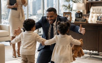THE BILLIONAIRE WHO WAS TOLD HE COULD NEVER BE A FATHER—UNTIL TWO LITTLE BOYS RAN INTO HIS OFFICE SCREAMING “DADDY!” Alexander Sterling had spent seven years teaching himself not to flinch when people asked if he had children. At charity dinners, women in pearls would smile over candlelight and say, “A man like you must have a whole house full of kids.” At board meetings, investors would joke, “You build apps for parents better than any parent we know.” At Christmas parties, employees would bring toddlers in velvet dresses and tiny bow ties, and Alex would crouch down, shake their little hands, and pretend his chest wasn’t cracking open. He had become very good at pretending. At thirty-five, Alexander Sterling owned the top forty-two floors of Sterling Tower in Manhattan. His company made smart-home technology, child-safety software, school communication apps, and family calendars used by millions of American parents who were always running late, always packing lunches, always trying to remember soccer practice and dentist appointments. He built tools for the life he had once wanted more than anything. A life doctors told him he would never have. The accident had happened three years earlier on a rain-slick highway outside Greenwich. His parents died before the ambulance arrived. Alex survived after six surgeries, two months in the hospital, and one conversation with a specialist who used a gentle voice to deliver a sentence that destroyed him more quietly than the crash ever could. “Mr. Sterling, I’m sorry. The injuries are permanent. Biological fatherhood is extremely unlikely.” Extremely unlikely. That was how rich people were told “never.” After that, Alex stopped dating seriously. He stopped going home before midnight. He stopped imagining a nursery in his penthouse or a child’s hand in his on the first day of kindergarten. He became precise, controlled, untouchable. Then, on an ordinary Tuesday morning, while he was reviewing a quarterly report that meant absolutely nothing compared to what was about to happen, his assistant’s voice trembled through the intercom. “Mr. Sterling?” Alex looked up from the papers on his desk. Margaret Wells had worked for him for nine years. She had handled angry senators, nervous celebrities, security breaches, acquisition leaks, and one drunken tech founder who tried to climb the lobby fountain. Margaret did not tremble. “Yes?” “There’s… a situation downstairs.” “What kind of situation?” A pause. “Security is asking for you personally.” Alex frowned. “Why?” “There are two little boys in the lobby. They’re about seven. Twins, I think.” His pen stilled. “They say they’re here to see their father.” “Then call their father.” “Sir,” Margaret whispered, “they say their father is you.” The office seemed to tilt. Alex stared at the intercom, waiting for the punchline. Waiting for logic to return. Waiting for Margaret to say it was a prank, a misunderstanding, a publicity stunt by some tabloid that had finally run out of actresses to invent for him. Instead, she said, “They know things, Mr. Sterling.” His voice dropped. “What things?” “They know about the scar on your right side from the accident. They know about the little star-shaped birthmark on your left shoulder. One of them said his mama told him you have it.” Alex stood so quickly his chair rolled backward and struck the wall. “Where are they?” “Main lobby.” The elevator ride down lasted forty seconds. It felt like crossing a lifetime. Impossible, he told himself. It is impossible. He had been reckless in his twenties, but never careless. Then came the accident, and after that, certainty. The medical records were locked in his private files. No one outside his family and doctors knew the full truth. Yet when the elevator doors opened, he saw them immediately. Two boys sat side by side on the white leather bench beneath the Sterling Industries logo. Same dark hair. Same navy jackets. Same small sneakers swinging above the marble floor. And the same eyes. His eyes. Clear blue. Watchful. Too old for their little faces, but bright with hope. One boy clutched a wrinkled envelope. The other had his hand wrapped protectively around a small backpack strap. The entire lobby had fallen silent. Receptionists stared. Security guards looked uneasy. Employees hovered near turnstiles, pretending not to watch. Then the boys saw Alex. Their faces lit up like sunrise. “Daddy!” They ran. Before Alex could breathe, before he could stop them, before he could decide whether this was a miracle or a disaster, both boys wrapped their arms around his legs with the desperate certainty of children who had crossed a whole world to find someone. “We found you,” one of them said into his suit pants. “Mama said you’d be tall,” the other breathed, looking up. “She said you’d look serious but you wouldn’t be mean.” Alex’s hands hovered uselessly over their heads. He had negotiated billion-dollar mergers without blinking. But two little boys calling him Daddy in front of half his company left him unable to form a sentence. He lowered himself slowly to one knee. “What are your names?” he asked. The boy with the envelope answered first. “I’m Lucas.” The other lifted his chin. “I’m Noah.” “We’re twins,” Lucas added. “Mama said we came as a surprise.” Noah nodded gravely. “A really big surprise.” A sound escaped Alex that almost broke into a laugh and a sob at once. “Who is your mother?”  (I know you’re all very curious about the next part, so if you want to read more, please leave a