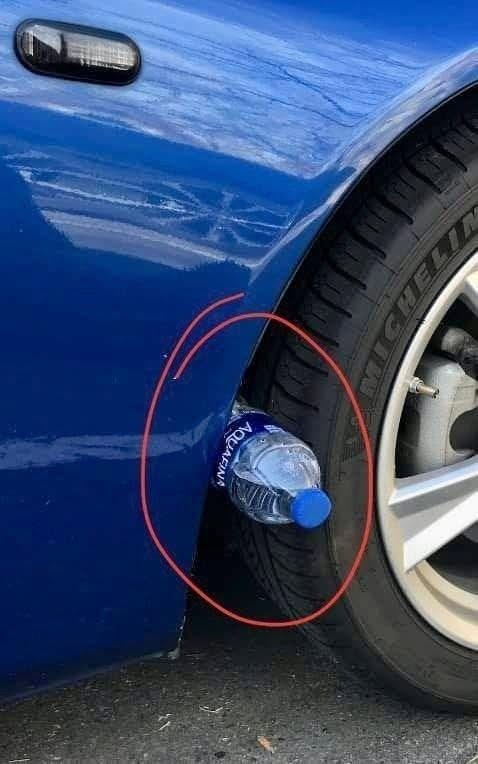 What does plastic bottle on tire mean?