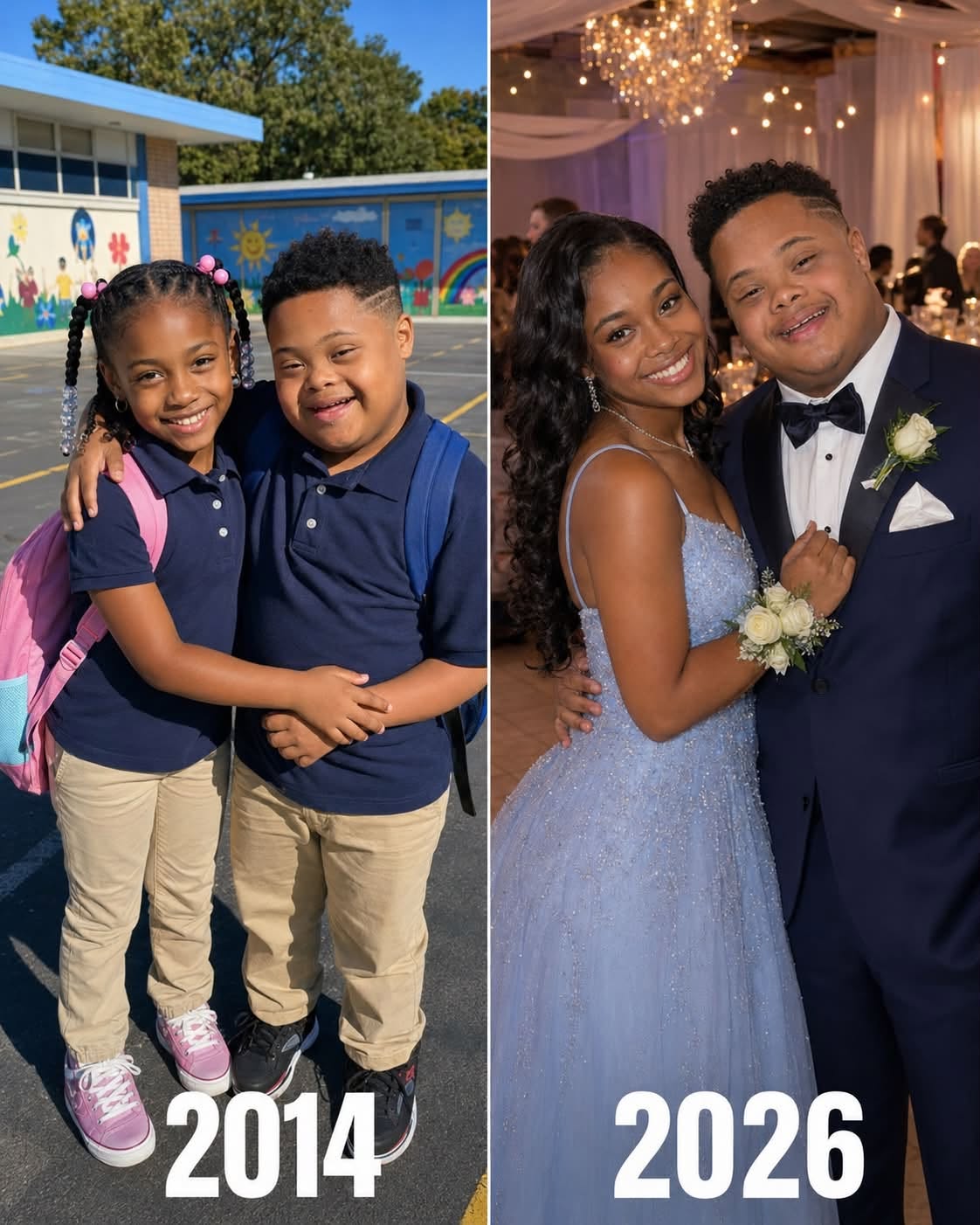 At 6, I promised my best friend we’d go to prom together—12 years later, Mom locked me in my bedroom and said I could leave with him only after hearing the secret she’d kept for six years. Ethan became my best friend in first grade because of chocolate pudding. I had an extra cup. He wanted it. I told him he owed me. By recess, we were inseparable. Ethan had Down syndrome, but that was never what defined our friendship. To me, he was the kid who knew an unreasonable amount about dinosaurs, remembered baseball statistics nobody ever asked for, hated peas with a passion, and told me my drawings were terrible with absolutely no hesitation. One afternoon, our teacher announced she was getting married. While everyone argued about cake and decorations, Ethan proudly announced: “When I get married, I want chocolate cake.” A boy at our table laughed. “You’re not getting married.” Ethan frowned. “Yes, I am.” “To who?” “I don’t know. I’m six.” The boy laughed again. “No girl is going to want to marry you.” I watched Ethan’s smile slowly disappear. Something inside me immediately reacted. “Stop being mean. Somebody will love Ethan.” Later, while we waited for our parents, Ethan quietly asked me: “Maddie… do you really think somebody could love me?” “Of course.” “How do you know?” “Because I love you. You’re my best friend.” He thought about that for a second. “So will you marry me?” I panicked. “We can’t talk about marriage until after prom.” He blinked. “What’s prom?” “A big dance when we’re almost adults.” Ethan held out his pinkie. “Promise?” I hooked mine around his. “Promise.” I forgot about it almost immediately. Ethan didn’t. Twelve years later, he still remembered every word. By then, we’d survived different classes, my parents’ divorce, failed driving tests, terrible art projects, endless baseball lectures, and my first real heartbreak. When that boyfriend broke up with me, Ethan sat beside me on the porch with chocolate ice cream and announced: “I never liked him.” “You told me he was nice.” “I was being polite.” That was Ethan. He never tried to fix everything. He just stayed. So when senior prom arrived, going with him wasn’t charity. It wasn’t obligation. And it wasn’t simply because of some childhood promise. Ethan was my best friend. There was nobody else I wanted beside me that night. Then the doorbell rang. Ethan stood outside in a dark suit, his navy bow tie perfectly straight, holding a corsage with tiny forget-me-nots tucked between the roses. “They mean remembering,” he told me proudly. “And I remember things.” I smiled. Mom didn’t. The second she saw Ethan standing there, her entire expression changed. She stared at him as though she’d suddenly been pulled six years into the past. Then her eyes filled with tears. “Maddie. Upstairs. Now.” Minutes later, she shut my bedroom door. And locked it. “Okay, Mom. You’re starting to scare me.” She sat on the edge of my bed. “You can go to prom with Ethan tonight.” I frowned. “Then what’s the problem?” Her hands began trembling. “But first, you need to know what happened six years ago.” My stomach tightened. “What happened?” She looked straight at me. “It was the year your father left.” I froze. Then she said: “Ethan found me crying in the school parking lot that year.” I stared at her. “What does Ethan have to do with Dad leaving?” Mom reached for my hands. Her voice cracked. “More than you ever knew.” Then she told me about a conversation she’d had with twelve-year-old Ethan… and the promise she had quietly asked him to make about me. I had spent six years believing I understood my friendship with Ethan. But when Mom finally told me the truth, I realized she’d been watching the two of us all those years— and completely misunderstanding what was really happening between us. (I know everyone’s desperate to know what the messages said… so if you want full story, leave a “YES” below!) 👇